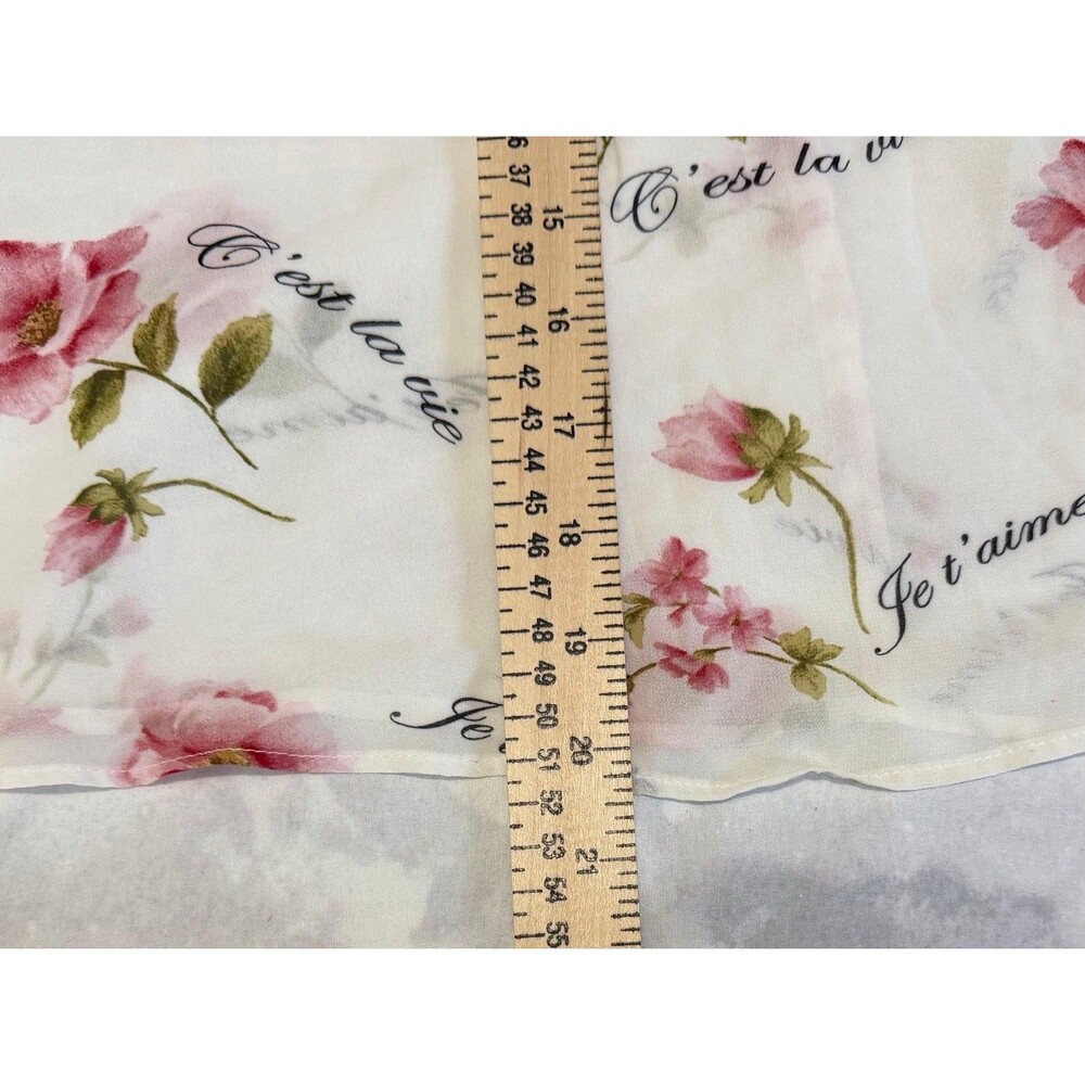Forever 21 Floral Chiffon Blouse Women M Sheer Romantic Ruffle Sleeve Top. - Picture 5 of 5